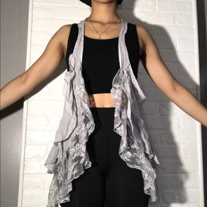 Cute grey ruffled lace vest